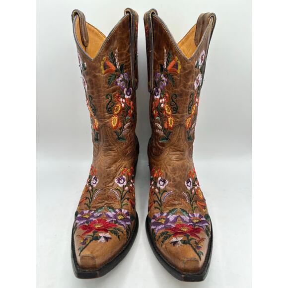 Old Gringo Women's Jasmine Embroidered Flower Brown Leather Western Boot - Picture 3 of 14